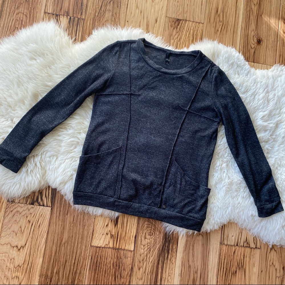 Grey Light Sweatshirt with Pockets Textured XS